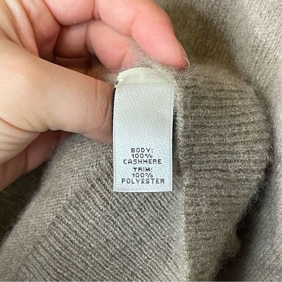 Neiman Marcus 100% Cashmere Tan Black Lace Minimalist Preppy Sweater Size Large - Picture 6 of 7